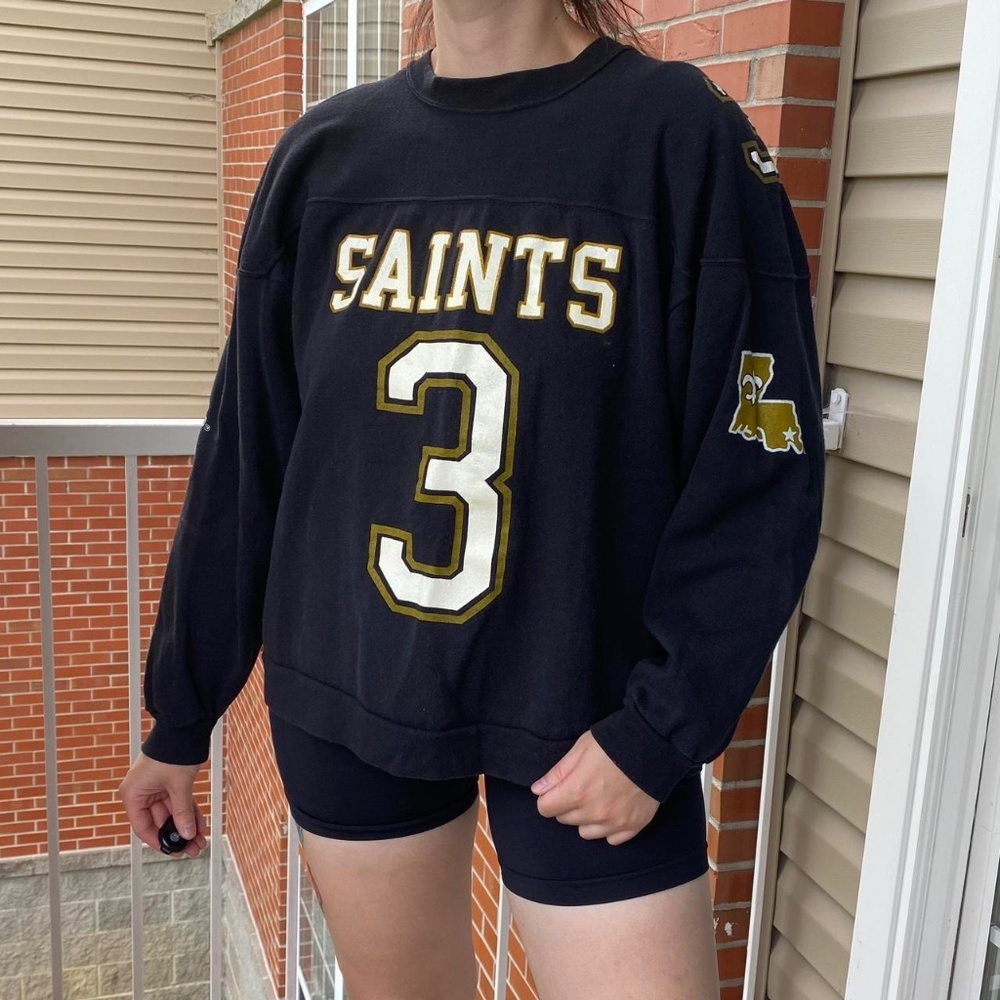 Vintage 1990s New Orleans Saints Jersey Style Number Three Sweatshirt Rawlings